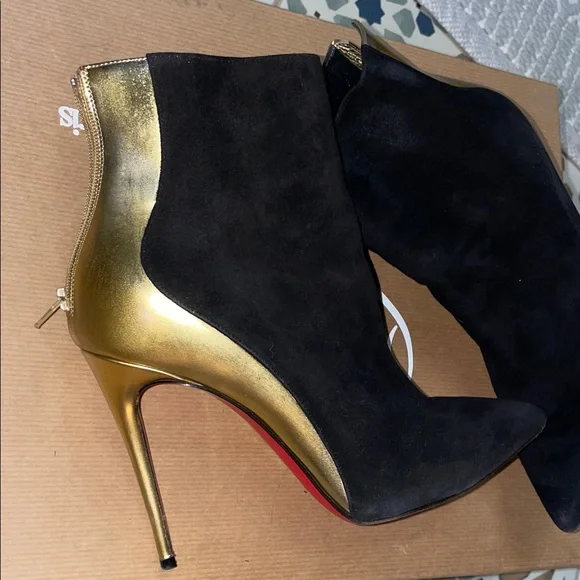 Black and Gold Louboutins Ankle Boots - Picture 8 of 15